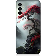 Teknomeg Samsung Galaxy M23 Uyumlu Kırmızı Ağaç  Desenli Silikon Kılıf