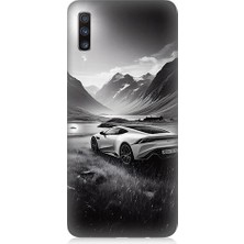 Teknomeg Samsung Galaxy A70 Uyumlu Dağ Yolunda Araba  Desenli Silikon Kılıf