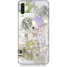 Teknomeg Samsung Galaxy A50 Uyumlu Pastel Çiçekler  Desenli Silikon Kılıf