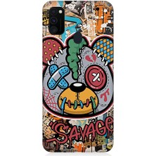 Teknomeg Samsung Galaxy M30S Uyumlu Renkli Ayı  Desenli Silikon Kılıf