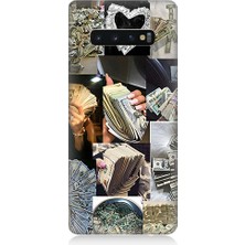 Teknomeg Samsung Galaxy S10 Plus Uyumlu Para ve Aşk  Desenli Silikon Kılıf