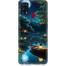 Teknomeg Samsung Galaxy M31 Uyumlu Ay Işığında Göl  Desenli Silikon Kılıf