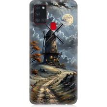 Teknomeg Samsung Galaxy A21S Uyumlu Yel Değirmeni  Desenli Silikon Kılıf