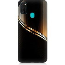 Teknomeg Samsung Galaxy M21 Uyumlu Altın Şerit  Desenli Silikon Kılıf