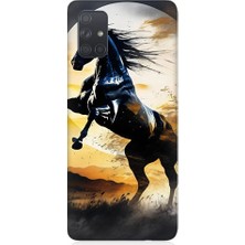 Teknomeg Samsung Galaxy A51 Uyumlu Şaha Kalkmış At  Desenli Silikon Kılıf