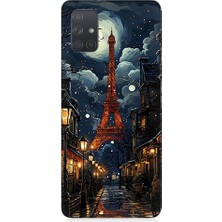 Teknomeg Samsung Galaxy A71 Uyumlu Paris Sokakları  Desenli Silikon Kılıf