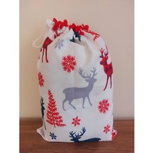 Yılbaşı Yeniyıl Büyük Boy Hediye Çuvalı ve Dekoratif Çuval Ponponlu 30 x 40 mm