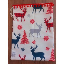 Yılbaşı Yeniyıl Büyük Boy Hediye Çuvalı ve Dekoratif Çuval Ponponlu 30 x 40 mm