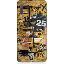 Teknomeg Samsung Galaxy A7 2018 Uyumlu Karma Grafik  Desenli Silikon Kılıf