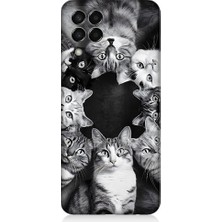 Teknomeg Samsung Galaxy M33 Uyumlu Kedi ve Uzay  Desenli Silikon Kılıf