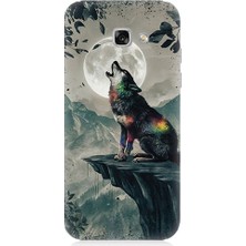 Teknomeg Samsung Galaxy A7 2017 Uyumlu Kurt ve Ay  Desenli Silikon Kılıf