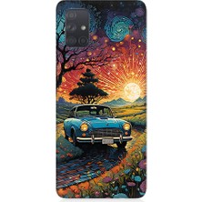 Teknomeg Samsung Galaxy A71 Uyumlu Gece Manzarası  Desenli Silikon Kılıf