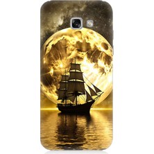 Teknomeg Samsung Galaxy A3 2017 Uyumlu Ay ve Gemi  Desenli Silikon Kılıf