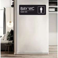 Zafrak Reklam Alüminyum Ofis Departman Kapı Isimliği, Yönlendirme Levhas Bay Wc  24X9 cm Siyah