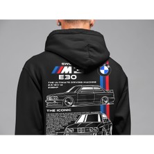 Swozz Bmw E30 Ön ve Sırt Baskılı Siyah 3 Ip Kalın Kumaş  Sweatshirt Hoodie