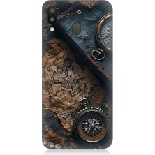 Teknomeg Samsung Galaxy M20 Uyumlu Eski Harita  Desenli Silikon Kılıf
