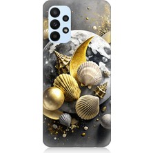 Teknomeg Samsung Galaxy A53 Uyumlu Ay ve Deniz Kabukları  Desenli Silikon Kılıf