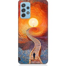 Teknomeg Samsung Galaxy A52 Uyumlu Işıklı Yol  Desenli Silikon Kılıf