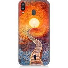 Teknomeg Samsung Galaxy M20 Uyumlu Işıklı Yol  Desenli Silikon Kılıf