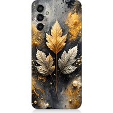 Teknomeg Samsung Galaxy M13 Uyumlu Altın Yapraklar  Desenli Silikon Kılıf