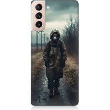 Teknomeg Samsung Galaxy S21 Plus Uyumlu Maskeli Yürüyüş  Desenli Silikon Kılıf