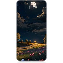 Teknomeg Samsung Galaxy J5 Prime Uyumlu Ay ve Çiçekler  Desenli Silikon Kılıf