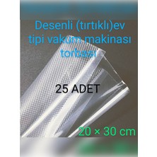 BRN Desenli Tırtıklı Ev Tipi Vakum Makinası Torbası 20 x 30 cm 25 Adet