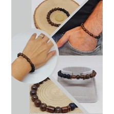 Yaşam Tohumu Bronzit & Oniks Taşı 8mm  Tasarım Bileklik Hawaii Model (17260)