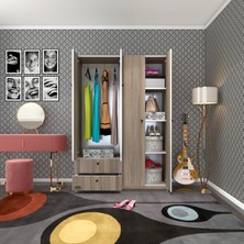 Kenz Life Kenzlife gardırop 4 kapılı kapaklı 2 çekmeceli hüsnüyusuf crd 173*120*42 gardolap dolap ofis