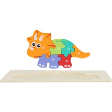 Tuto Baby Montessori 3D Doğal Ahşap Yapboz(Puzzle)Eğitici Öğretici Bulmaca Dino6