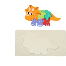 Tuto Baby Montessori 3D Doğal Ahşap Yapboz(Puzzle)Eğitici Öğretici Bulmaca Dino6