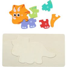 Tuto Baby Montessori 3D Doğal Ahşap Yapboz(Puzzle)Eğitici Öğretici Bulmaca Dino6