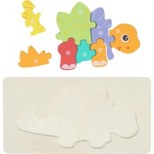 Tuto Baby Montessori 3D Doğal Ahşap Yapboz(Puzzle)Eğitici Öğretici Bulmaca Dino2