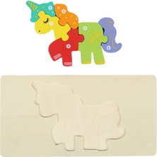 Tuto Baby Montessori 3D Doğal Ahşap Yapboz(Puzzle)Eğitici Öğretici Bulmaca Unicorn