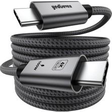 Yediseven Type C To USB 3.2 Gen2 100W 5A Hızlı Şarj Data ve 4K Görüntü Aktarma Kablosu 20GBPS Gri 1 Metre