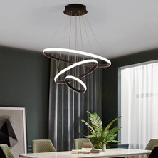 St Aydınlatma Pasion Oturma Odası,Salon,Yatak Odası İçin 3 Halkalı Siyah Kasa,Beyaz Led Işıklı Avize