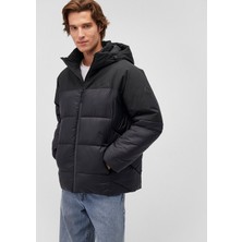 Mavi Kapüşonlu Siyah Şişme MONT0110464-900