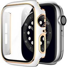 Habilis Apple Watch 9/8/se/7/6/5/4 Seri ile Uyumlu 45MM/44MM/41MM/40MM Ölçü Şık Parlak Gold Çizgi Çerçeveli Kasa Ekran Koruyucu