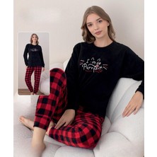 Boyraz Kadın Kışlık Bisiklet Yaka Soft Kadife Pijama Takımı 07018 - 1 Adet
