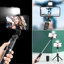 Kendiliğinden Işıklı Masaüstü Tripod Olabilen Telefon Tutuculu Kablosuz Kumand - ETC1216-6956