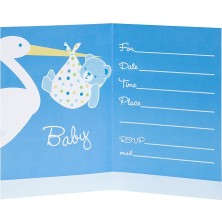 Lisinya Baby Boy Stork Temalı Mavi Renk Baby Shower Davetiye 8 Adet (4767) - Lisinya