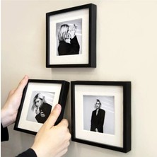 Tekno Trust Yapışkanlı Sök-Tak Paspartulu Siyah 14X14CM Plastik Pola Kare Fotoğraf Çerçevesi - 3'lü Paket