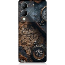 Teknomeg Vivo Y17S Uyumlu Eski Harita  Desenli Silikon Kılıf