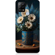 Teknomeg Tecno Pova Uyumlu Mavi Çiçek  Desenli Silikon Kılıf