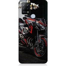 Teknomeg Tecno Pova Uyumlu Siyah Motosiklet  Desenli Silikon Kılıf