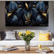 TosbArt Gold Detaylı Çiçekler Kanvas Tablo