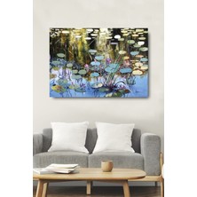 TosbArt Renkli Yapraklar ve Göl Dekoratif Kanvas Duvar Tablosu Ev Ofis Hediyelik Tablo