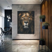 TosbArt Yağlı Boya Efektli Soyut Aslan Tablosu 4 Harika Bir Ev