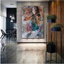 TosbArt Keman Çalan Kadın Müzik Soyut Sanat Sokak Sanatı Dekor Kanvas Tablo