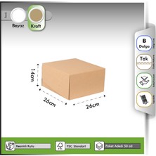 Oğuz Ambalaj E-Ticaret Kutusu Kraft 26X26X14 cm - 50 Adet